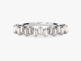 Baguette Moissanite Diamond Half Eternity Wedding Band