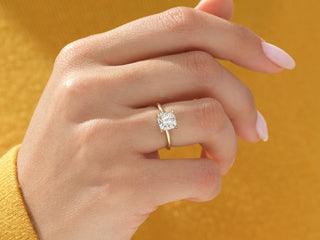 1.5CT Cushion  Moissanite Diamond Solitaire Engagement Ring
