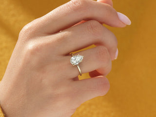 1.5CT Pear Moissanite Diamond  Solitaire Engagement Ring