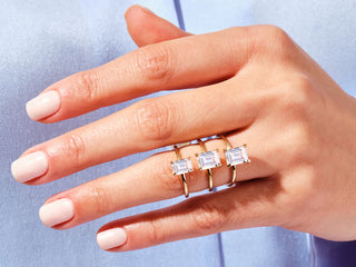 1.0CT Emerald Cut Moissanite Diamond Solitaire Engagement Ring