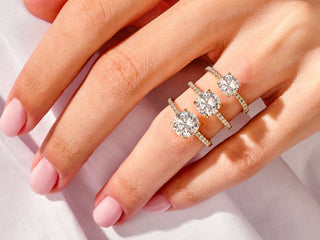 1.5CT Round Moissanite Diamond Pave Engagement Ring