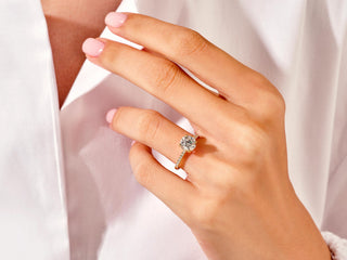 1.5CT Round Moissanite Diamond Pave Engagement Ring
