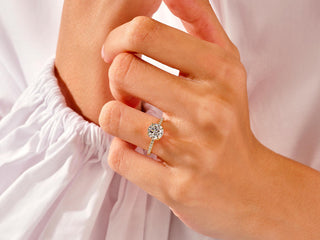 1.5CT Round Moissanite Diamond Pave Engagement Ring