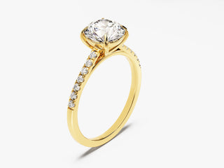 1.5CT Round Moissanite Diamond Pave Engagement Ring