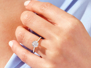 1.5CT Round Moissanite Diamond Pave Engagement Ring