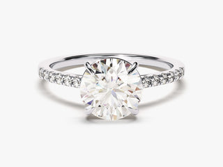 2.0CT Round Moissanite Diamond Pave Engagement Ring