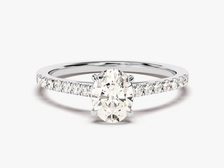 1.0CT Oval Moissanite Diamond  Pave Engagement Ring