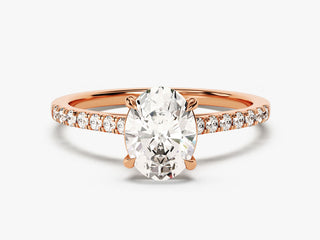 1.5CT Oval Moissanite Diamond Pave Engagement Ring