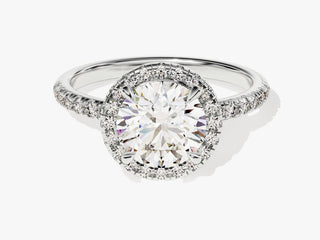 1.5CT Round Moissanite Diamond Halo Pave Engagement Ring