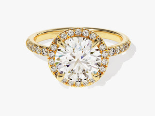 2.0CT Round Moissanite Diamond Halo Pave Engagement Ring