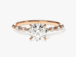 1.0CT Round Moissanite Diamond Cluster Pave Engagement Ring