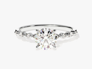 1.0CT Round Moissanite Diamond Cluster Pave Engagement Ring
