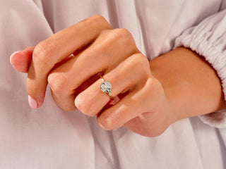 1.5CT Round Moissanite Diamond Cluster Pave Engagement Ring