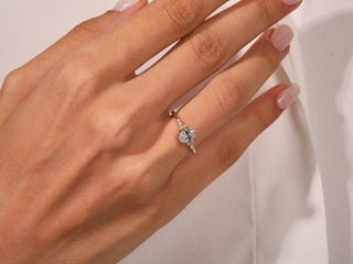 1.0CT Oval  Moissanite Diamond Cluster Engagement Ring