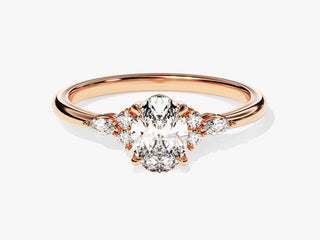 1.0CT Oval  Moissanite Diamond Cluster Engagement Ring
