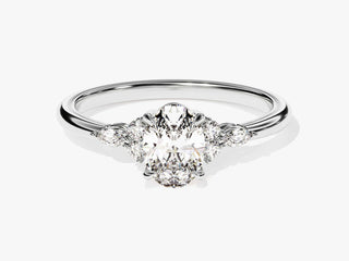 1.0CT Oval  Moissanite Diamond Cluster Engagement Ring
