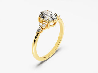 1.5CT Oval Moissanite Diamond Antique Cluster Engagement Ring