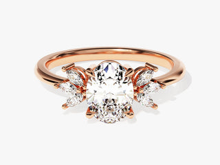 1.5CT Oval Moissanite Diamond Cluster Engagement Ring