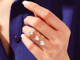 1.5CT Pear Moissanite Diamond  Solitaire Engagement Ring