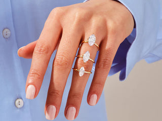 1.0CT Marquise  Moissanite Diamond  Solitaire Engagement Ring