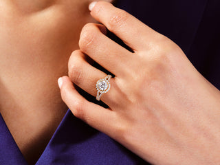 1.0CT Round Moissanite Diamond Halo Split Shank Engagement Ring