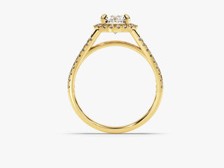 1.0CT Round Moissanite Diamond Halo Split Shank Engagement Ring