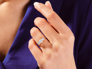 1.0CT Round Moissanite Diamond Three Stone Engagement Ring