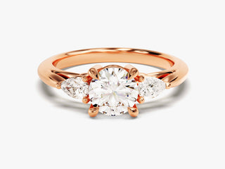 1.0CT Round Moissanite Diamond Three Stone Engagement Ring