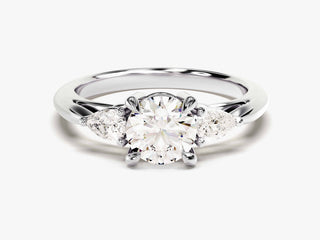 1.0CT Round Moissanite Diamond Three Stone Engagement Ring