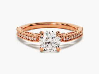 1.0CT Round  Moissanite Diamond Antique Pave Engagement Ring
