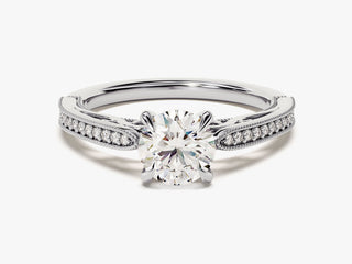 1.0CT Round  Moissanite Diamond Antique Pave Engagement Ring