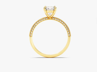1.0CT Round  Moissanite Diamond Three Side Pave Engagement Ring