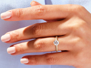 1.0CT Round  Moissanite Diamond Three Side Pave Engagement Ring