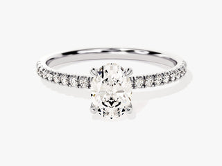1.0CT Oval Moissanite Diamond Hidden Halo Pave Engagement Ring