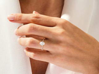 1.5CT Oval Moissanite Diamond Pave Engagement Ring
