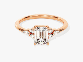 1.0CT Emerald Cut Moissanite Diamond Cluster Engagement Ring