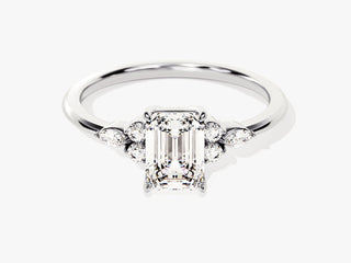 1.0CT Emerald Cut Moissanite Diamond Cluster Engagement Ring