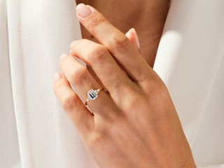 1.5CT Emerald Cut Moissanite Diamond Cluster Engagement Ring