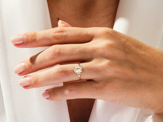 1.5CT Emerald Cut Moissanite Diamond Cluster Engagement Ring