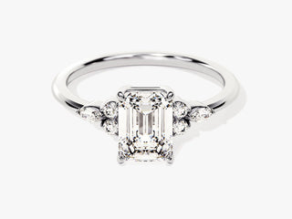 1.5CT Emerald Cut Moissanite Diamond Cluster Engagement Ring