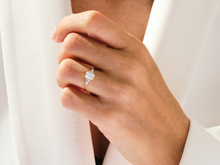 1.5CT Emerald Cut Moissanite Diamond Cluster Engagement Ring
