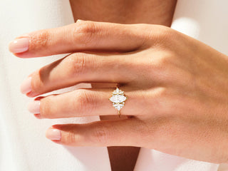 1.0CT Marquise Moissanite Diamond Cluster Engagement Ring