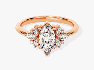 1.0CT Marquise Moissanite Diamond Cluster Engagement Ring