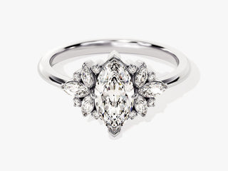 1.0CT Marquise Moissanite Diamond Cluster Engagement Ring