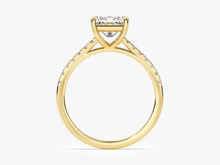 1.0CT Princess Moissanite Diamond Bezel Set Pave  Engagement Ring