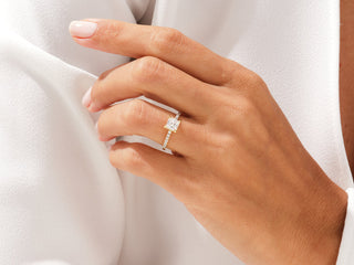 1.0CT Princess Moissanite Diamond Bezel Set Pave  Engagement Ring
