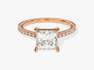 1.5CT Princess Moissanite Diamond Pave Engagement Ring