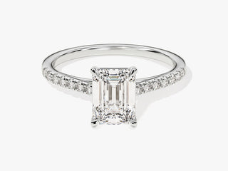 1.5CT Emerald Cut Moissanite Diamond Pave Engagement Ring