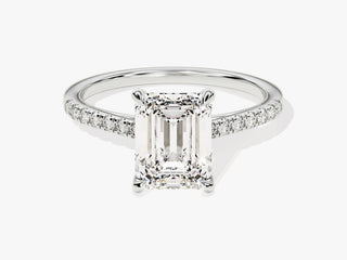 2.0CT Emerald Cut Moissanite Diamond Pave Engagement Ring