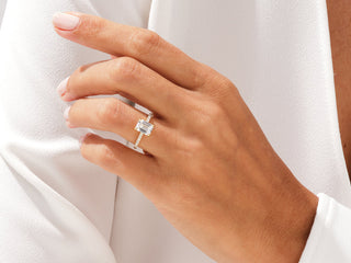 2.0CT Emerald Cut Moissanite Diamond Pave Engagement Ring